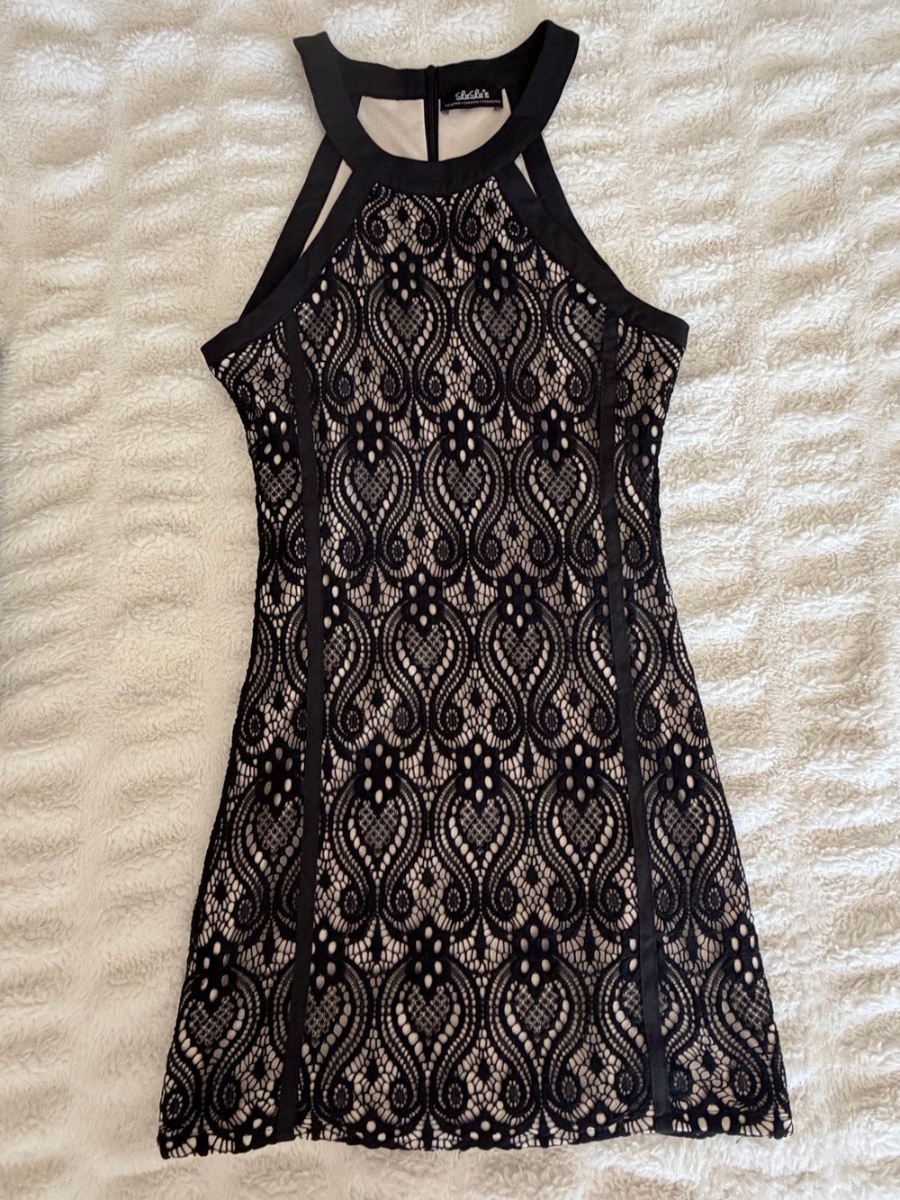 LuLu’s Black & (Nude Slip) Lace Mini Dress Sleeveless Cocktail Dress Size S